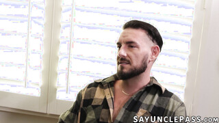 Tony Genius offers his butt to Derek Allen to help him release stress