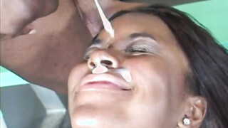 Locker room ebony teen drilled hard