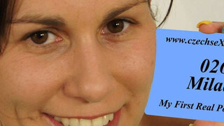 Sporty chick Milada & her first porn casting