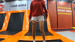 Thai amateur MILF GF having fun on a trampoline & ravaged at home