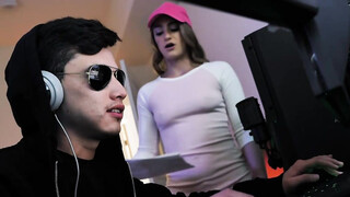 Brainiac Gamer Step Sibling Plays while BJ!