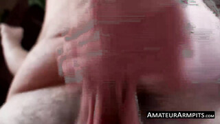 Unshaved fruit is eager to play with his hard long sword solo