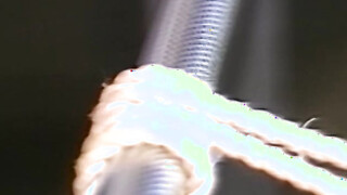 Young babe moans while teased with whipping by stud