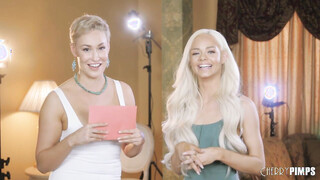 Sweet blonde girl Elsa Jeanposes in hot lingerie