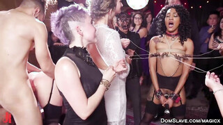 Large tits slave banged in bondage at swinger groupsex party