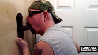 Very naughty backdoor bandit shows his shaft sucking skills