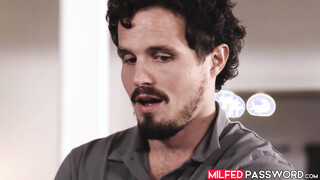 Very big boobed stepmom Casca Akashova endures a fat prick penetrating her bald cun