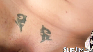 Naughty British stunner sucks & fucks senior man Jim