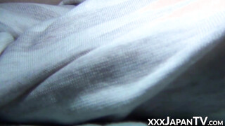 Japanese stunner has her panties removed while relaxing