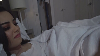 Stepbrother jerking off beside his sexy step sister