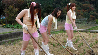 Sweet girls are having fun in the countryside