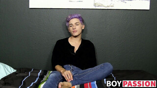 Charming twink toys with his big thick dong & moans for us too