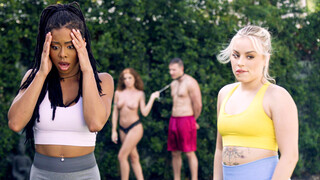 Big ass ebony MILF has a bisex foursome with Girlfriend & neighbors