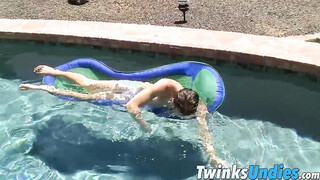 Hot twink stroking his meat while wearing undies