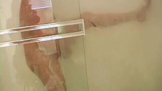 Pretty blonde teen showering