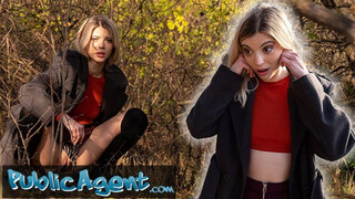 Sexy Blonde Takes Cash for Sex in the Woods with Huge Cock