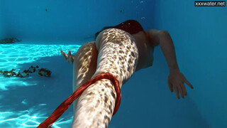 Flirty tight perfect hot girl swimming gymnastics