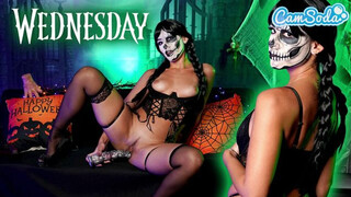 Horny Wednesday Addams' Halloween Cosplay Orgasm