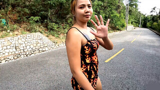 Blonde Thai Girlfriend with a big butt ravaged hard after a long walk