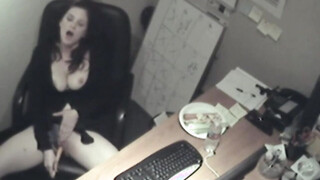 Assistant rubbing her tits & Masturbating