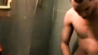 Passionate dick stroking while taking a shower by cutie Jack Hammah