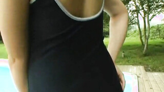 Adorable asian teen dancing