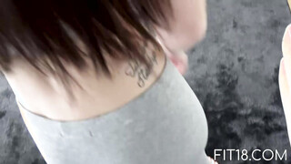 Sexy hottie in yoga pants gets nailed