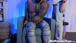 Muscular Maximus got into an intense foot tickling torment by a bushy guy