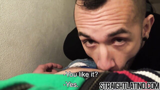 Inked Latino takes rough barebacking for the first time