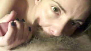 Naughty Blonde Fingering her snatch by the guy & blowjob