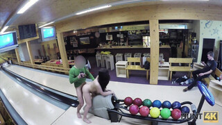 Cuckold allows guy please his charming Girlfriend right in bowling club