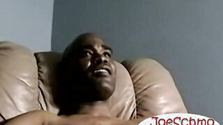 Anthony strokes his big black dick to straight porn blows off his loads