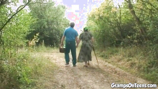 Teen ravaged in the woods by oldie meat