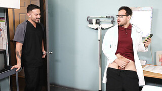 Doc jerking his prick when the intern enters