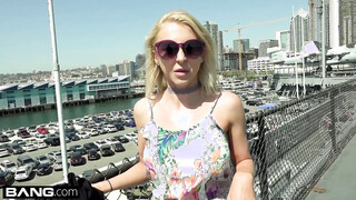 Blonde hottie convinced to have some fun on a boat