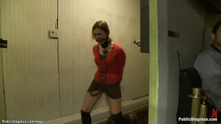 Slave pulling steel ball in public