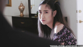 Asian teen makes a naughty sex tape with a black dick to punish her dad