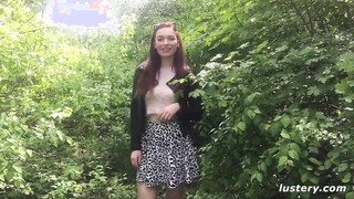 Horny couple is having outdoor sex in the wood