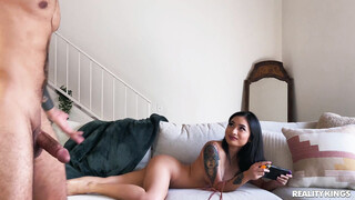 Sweet Asian Avery Black is riding Oliver Davis's hard dick