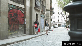 Brunette cutie April spanks herself with paddle & rubs that cunt