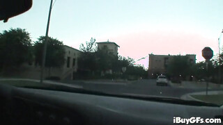 Horny meat sucking teen gives head in POV