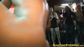 Lavish babes play with big stripper cocks & suck them off