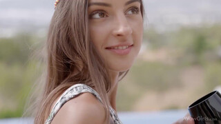 Sweet teen babe Melena Mariais masturbating in the swimming pool