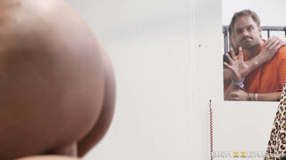 Ebony wifey punishes her imprisoned hubby & turns him into a cuckold