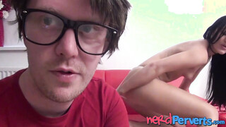 Slutty girl blowing fake producers big hard prick